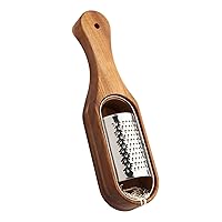 Cheese Grater With Container - Stainless Steel Cheese Grater With Wood Handle Shredder Zester Grater Box Kitchen Handheld Cheese Spoon Grater