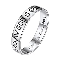 Silvora 4mm Sterling Silver Christian Rings for Men Women Religious Jewelry Personalized Custom with Gift Packaging Size 5-13