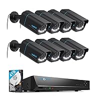 Reolink 4K 16CH PoE Camera Outdoor System, 8X RLC-811A Black PoE IP Security Cameras Bundle with RLN16-410 NVR 16 Channel Pre-Installed 4TB HDD, Motion Spotlights, 5X Optical Zoom, Smart Detection