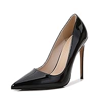 Womens Formal Pointed Toe Pumps High Heel Stilettos Slip On Office Cute Evening Dress Shoes Patent Leather 4.7 inch/12cm