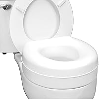 HealthSmart Raised Toilet Seat Riser That Fits Most Standard (Round) Toilet Bowls for Enhanced Comfort and Elevation with Slip Resistant Pads, 15.7 x 15.2 x 6.1