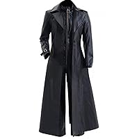 Mens Albert Wesker Cosplay Resident 5 Gothic Gaming Full Length Genuine Black Leather Trench Coat