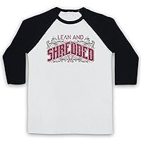 Men's Lean and Shredded AF Bodybuilding Workout Slogan 3/4 Sleeve Retro Baseball Tee