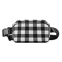 Black White Buffalo Plaid Fanny Packs for Women Men Everywhere Belt Bag Fanny Pack Crossbody Bags for Women Fashion Waist Packs with Adjustable Strap Bum Bag for Travel Sports Outdoors Cycling