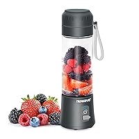 Nuwave Portable Blender, Personal Blender with USB-C Rechargeable, 6-Piece-Blade for Crushing Ice, BPA Free 18 Oz Jar, Smoothies Blender for Travel, Office and Sports, Obsidian Gray (Black)