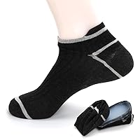 Invisible Height Increase Insoles with Socks 2-in-1, 1 Pair Wearable Heel Cushion Inserts, Non-Detachable Socks Heel Lift Insole Leg Lengthen for Men and Women, 1 inch Black