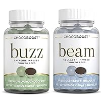 Buzz Caffeine Infused Chocolate + Beam Collagen Infused Chocolate Bundle (60 Pieces Each)