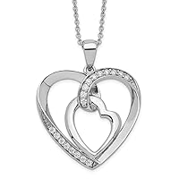 Necklace Chain White Sterling Silver Fancy Cubic Zirconia Cz Clear 18 In 2 Mm