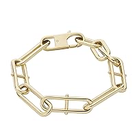 Fossil Women's Heritage D Link Stainless Steel Chain Bracelet, Color: Gold (Model: JF04234710)
