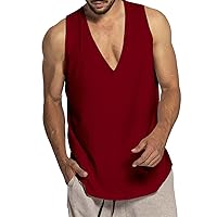 Men's Vest Solid Color V-Neck Casual Soft Daily Casual Loose Daily Top Plus Size Summer Cooler