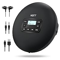 HOTT Portable CD Player for Home Travel and Car Walkman CD Player with Stereo Earphones and Anti Shock Protection(Black)