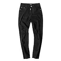 Andongnywell Men's Knee Destroyed Hole Skinny Slim Fit Denim Pants Ripped Distressed Stretch Jeans Trousers