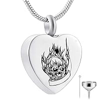 HQ Engraved Heart Cremation Jewelry Memorial Urn Ashes Holder Stainless Steel love you infinite wife Pendant Necklace (skull-1)