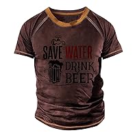 Mens Shirts Casual,Short Sleeve Plus Size Casual Top Summer Loose Vintage T Shirt Outdoor Printed Tees Blouse