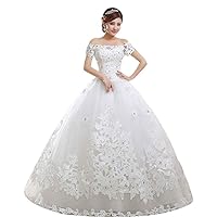 Flat Shoulder A-Line Bridal Gown Wedding Dress Bride