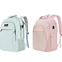 MATEIN Travel Laptop Backpack, Lightweight Anti Theft Backpack with USB Charging Port, Water Resistant 15.6 Inch Computer Bag, Pink Backpack for Women, Anti Theft 17 Inch Laptop Backpack