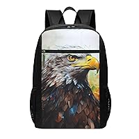 Eagle Print Simple Sports Backpack, Unisex Lightweight Casual Backpack, 17 Inches