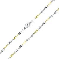 Bling Jewelry Thin 1MM Two Tone Twist Infinity or Diamond-Cut Rolo Cable Chain Necklace Silver Tone Stainless Steel For Women Teen 16 18 20 24 Inch