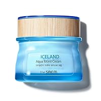 [the SAEM] Iceland Aqua Moist Cream 60ml - Moisture Coating Hydrating Facial Cream with Iceland Mineral Water for Dry Skin, Hypoallergenic Safe Formula