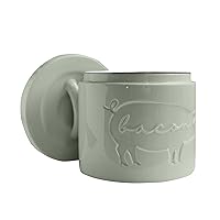 Bacon Grease Saver with Strainer Farmhouse Kitchen Decor Ceramic Oil Storage Canister Grease Keeper Kitchen Counter Storage Bacon Grease Container, Stone Sage