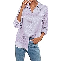 Printed Satin Silk Shirt Women Long Sleeve Button Down Blouse Tops Formal Suit Shirt Fashion Designer Shirt Large Size