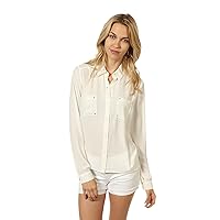 7encounter Women's Long Sleeve Single-Breast Two Front Pockets White