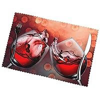 Red Wine Glass Cheers Printed Placemats Set of 6,Dining Table Washable Table Place Mats for Kitchen Dining Home Decoration, 12 X 18 Inch