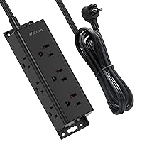 Power Strip Surge Protector 10Ft - Wall Mount, Flat Plug, Long Extension Cord with Multiple Outlets, 9 Wide Spaced Outlets and 3 Side Design, Overload Protection for Home Office Dorm Black
