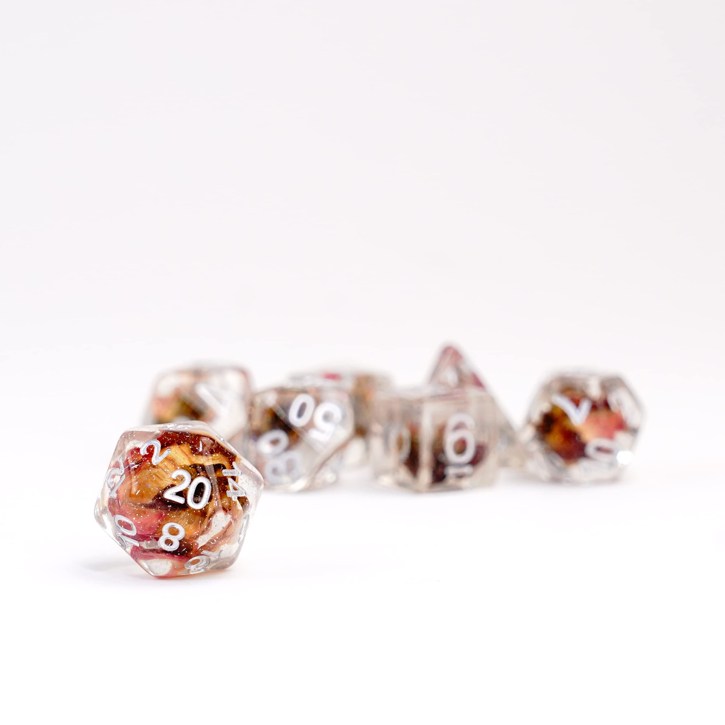 FanRoll by Metallic Dice Games 16mm Resin Poly DND Dice Set: Rose Dice, Role Playing Game Dice for Dungeons and Dragons