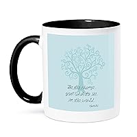 Be The Change You Wish to See Tree Gandhi Quote Two Tone Mug, 11 oz, Black