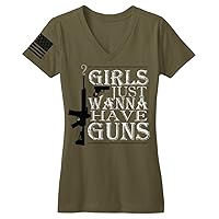 Women's 'Girls Just Wanna Have Guns' V-Neck Tee