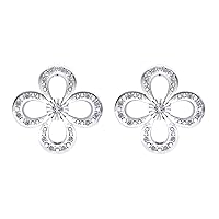 IGI Certified 0.22 Carat Diamond Flower Cluster Earrings for Women in 925 Sterling Silver (G-H Color, VS-SI Clarity) Diamond Earrings for Women