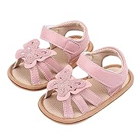Infant Girls Open Toe Shoes First Walkers Shoes Summer Toddler Paillette Butterfly Flat Sandals Kids Rubber Shoes
