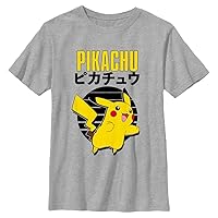Pokemon Kids Pikachu Emblem Boys Short Sleeve Tee Shirt