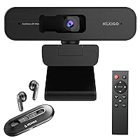 NexiGo 2K Zoomable Webcam Kits, AutoFocus, Support 1080P@ 60FPS, 3X Digital Zoom, Remote Control and Sony Sensor, Air T2 Ultra-Thin Wireless Earbuds, for Zoom/Skype/Teams, MAC PC