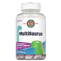 MultiSaurus Kids Chewable Multivitamins, 11 Essential Vitamins and Minerals for Kids, Mixed Berry Flavor, Gluten and Preservative Free, 90 Servings, 90 Dinosaur-Shaped Chewables