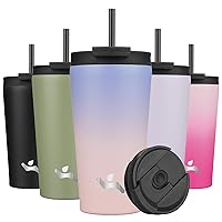 18OZ Insulated Tumbler with Lid and 2 Straws Stainless Steel Water Bottle Vacuum Travel Mug Coffee Cup,Pastel Sunset