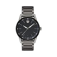 Movado Men's Museum Sport Gunmetal Watch with a Printed Index Dial, Grey/Black (Model 0607226)