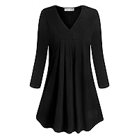 MOQIVGI Womens V Neck Long Sleeve Fashion Casual Blouse Top A-line Flowy Tunic Shirt