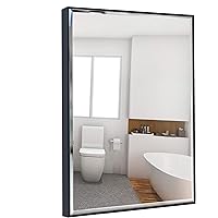 Calenzana 22x30 Wall Mirror with Black Frame, Explosion-Proof Beveled Hanging Mirrors for Bathroom Living Room Bedroom Makeup Vanity