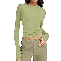 Long Sleeve Shirts for Women Going Out Fashion Slim Fit Basic Spring Crop Tops Plus Szie Tee Y2k Clothes