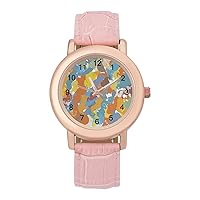 Abstract Style Artistic Pattern PU Leather Strap Watch Wristwatches Dress Watch for Women
