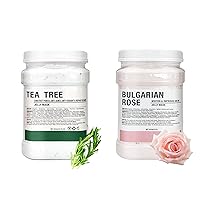 Jelly Mask Hydrating Deep Cleaning Detoxing Healing and Relaxing Premium Modeling Rubber For Facials Professional Set - 2 Treatments (Tea,Bulgarian Rose)