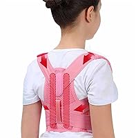 Orthopedic Corset for Kids Spine Back Lumbar Shoulder Braces HealthAdjustable Children Posture Corrector Back Support Belt (Color : Pink, Size : L for Weight 25-40kg)