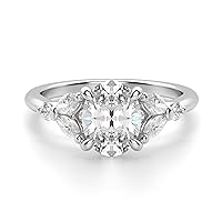 Riya Gems 2.20 CT Oval Moissanite Engagement Ring Colorless Wedding Bridal Solitaire Halo Bazel Style Solid Sterling Silver 10K 14K 18K Solid Gold Promise Ring