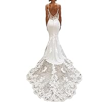 Mermaid/Trumpet Elegant Wedding Dresses V Neck Court Train Sleeveless Bridal Gown with Backless Appliques 2024