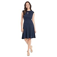 London Times Keyhole Neck Fit and Flare Summer Casual Dresses for Women