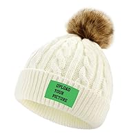 Customize Your Image/Name/LogoFur Ball Thickened Furry Cap Plush Wool Korean Knitted Hat Autumn Winter