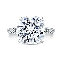 5.25 CT Cushion Colorless Moissanite Engagement Ring for Women/Her, Wedding Bridal Ring Sets, Eternity Sterling Silver Solid Gold Diamond Solitaire 4-Prong Set Ring