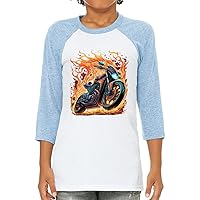 Flame Bike Kids' Baseball T-Shirt - Flame 3/4 Sleeve T-Shirt - Bright Baseball Tee